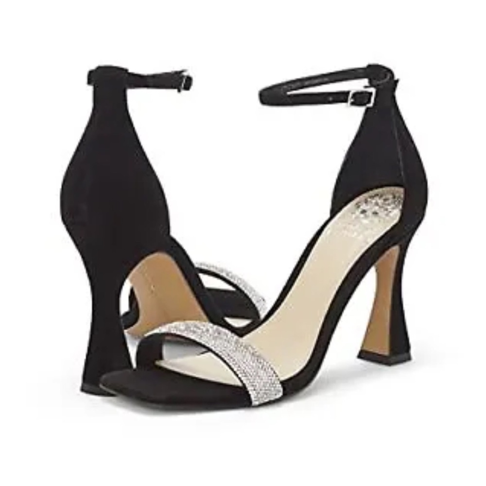 NWT $110 Vince Camuto Relasha Bejeweled Suede Buckle Strap Sandal. Size 10/40